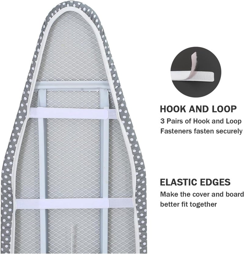 LCLW Ironing Board Cover and Pad Standard Size 15 x 54,3 Pairs of Hook and Loop Fastener Straps,Elastic Edges,Cotton Iron Board Cover with Scorch Resistant Thick Padding (Pattern E) - Image 4